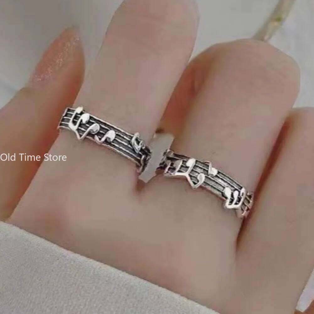 Stainless Steel Retro Color Note Pattern Ring Female Art Design Fashion Party Gift H2602228-image-1095884485