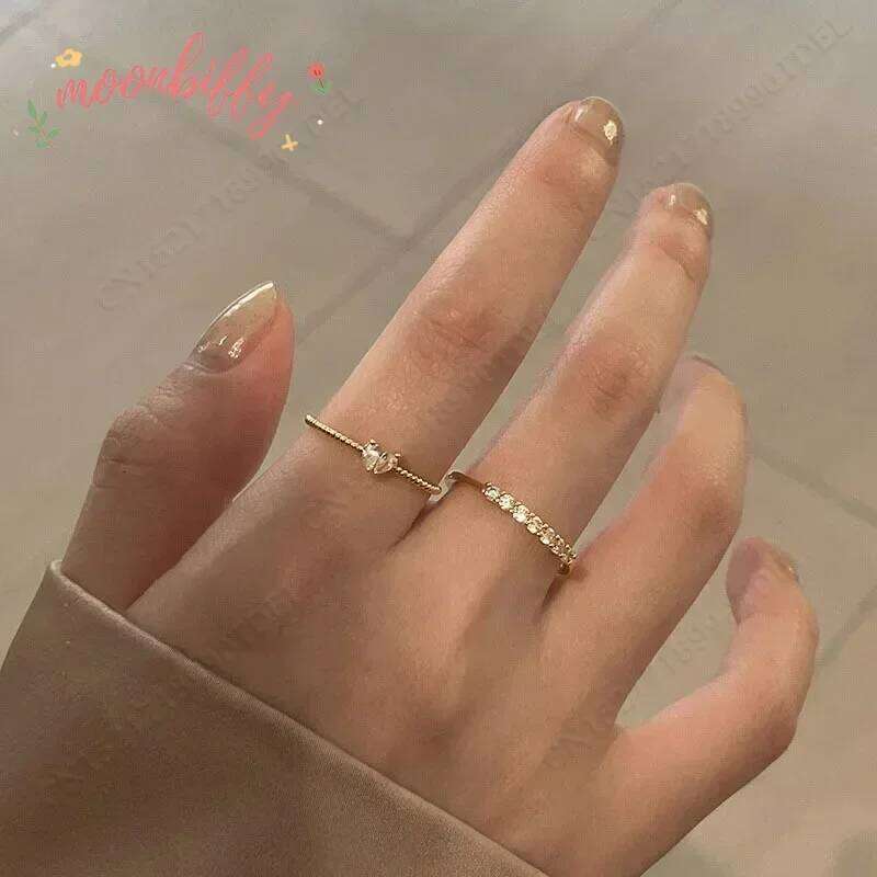 Luxury Zircon Heart Rings for Women Opening Adjustable Weave Rhinestone Ring Engagement Wedding Jewelry Fashion Girlfriend Gifts H2602228-image-1095884117