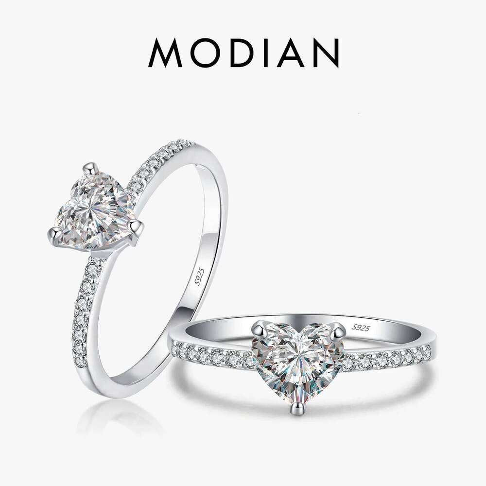 MODIAN Romantic Heart 925 Sterling Silver Dazzling Clear CZ Finger Rings For Women Wedding Engagement Statement Jewelry H2602228-image-1095883893