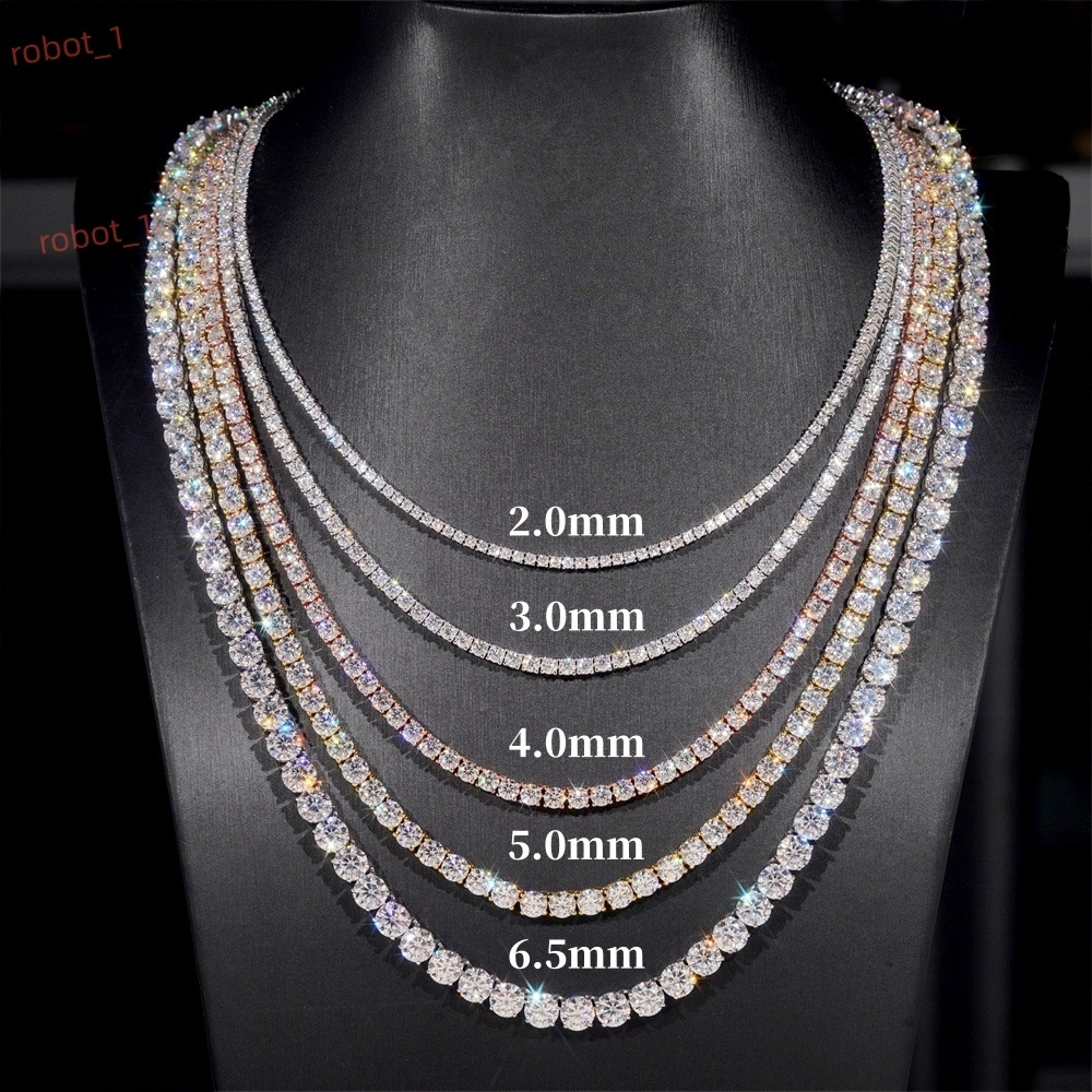 3/4/5mm VVS Grade D Color Natural Diamond Full Diamond Necklace Men Women r Clavicle Chain Trendy Hip Hop