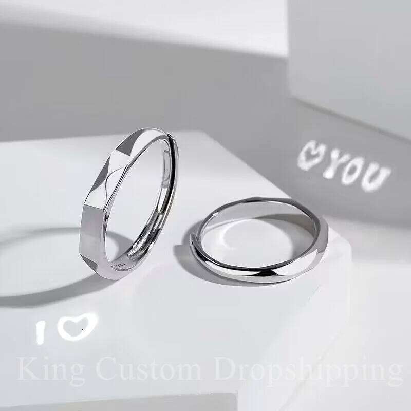 Adjustable Light Sculpte projection Reflective Couple Sterling Silver 925 Ring Valentine's Day Wedding Anniversary Fashion Gift. H2602228-image-1095884664