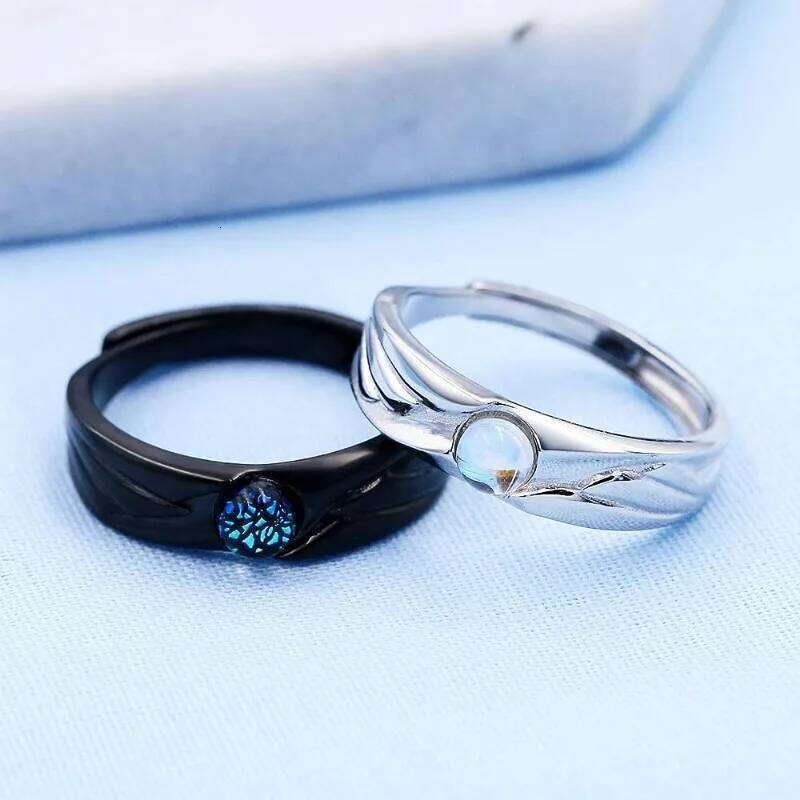 2pcs Demons and Angels Matching Couple Friendship r Open Adjustable Minimalist Engagement Wedding Rings rs H2602228-image-1095883733