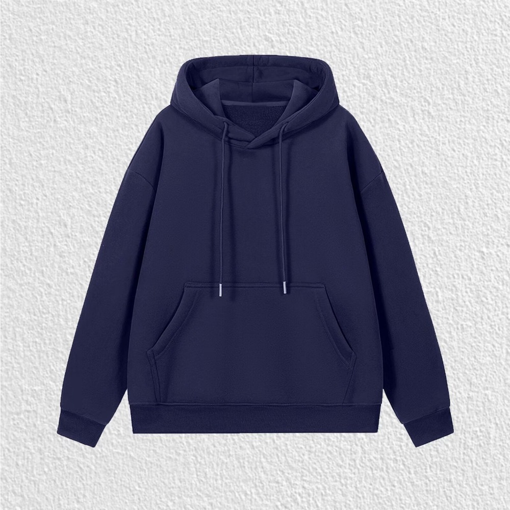 (1172) Sweat-shirt à capuche ample unisexe en coton chinois de couleur unie