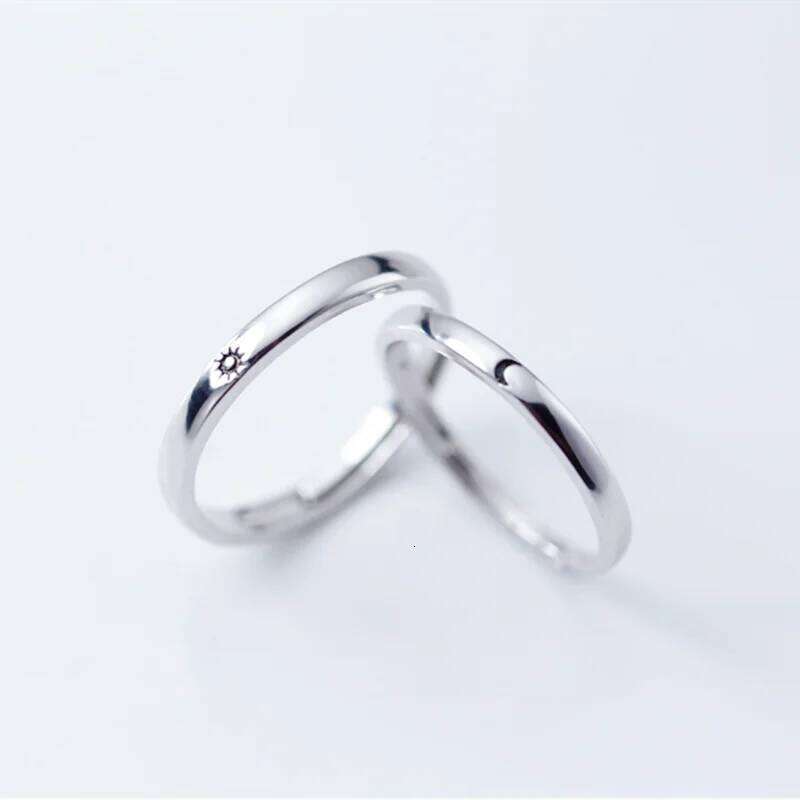 YIZIZAI Simple Opening Minimalist Silver Color Sun Moon Adjustable Ring For Men Women Couple Engagement Jewelry H2602228-image-1095884680