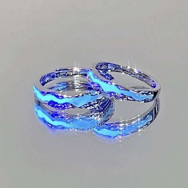 New Enamel Luminous Adjustable Finger Ring Vintage Luxury Couples Rings Glow In Dark Y2K Jewelry Valentine's Day Gifts H2602228-image-1095883785