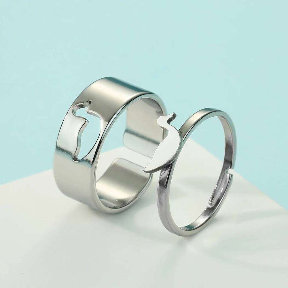 Kinitial Stainless Steel Matching Stackable rs Gift Alternative Engagement Wedding Ring Duck Jewelry H2602228-image-1095884743