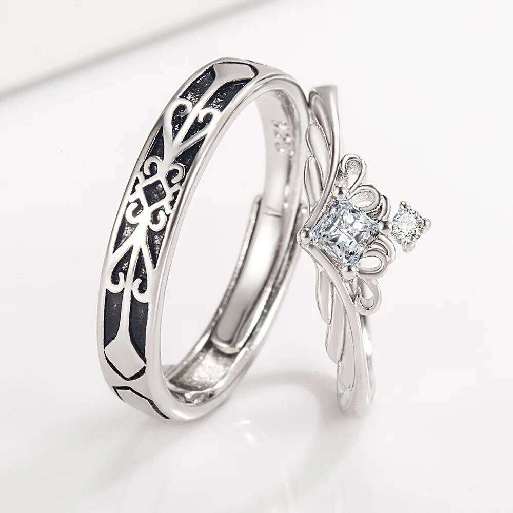 925 Sterling Silver Knight Princess Wedding Ring Set For Couple Woman Luxury Jewelry Trending Products Offers H2602228-image-1095884228