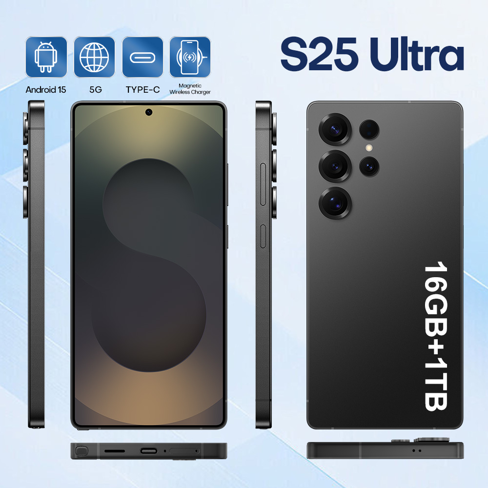 Le plus récent S25Ultra Snapdragon 8 Gen3 10 cœurs Résolution d'écran perforé de 7,3 pouces 1440 * 3200 Smartphone 5G d'origine Batterie 72MP + 1