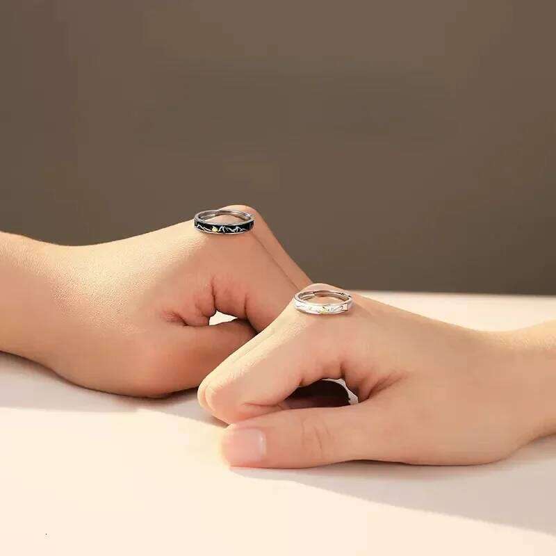 Easter The New Sun-and-moon Couple Ring Wholesale A Pair of Open Adjustable Rings for Men Women 2024 Boho Jewelry Wedding H2602228-image-1095884499