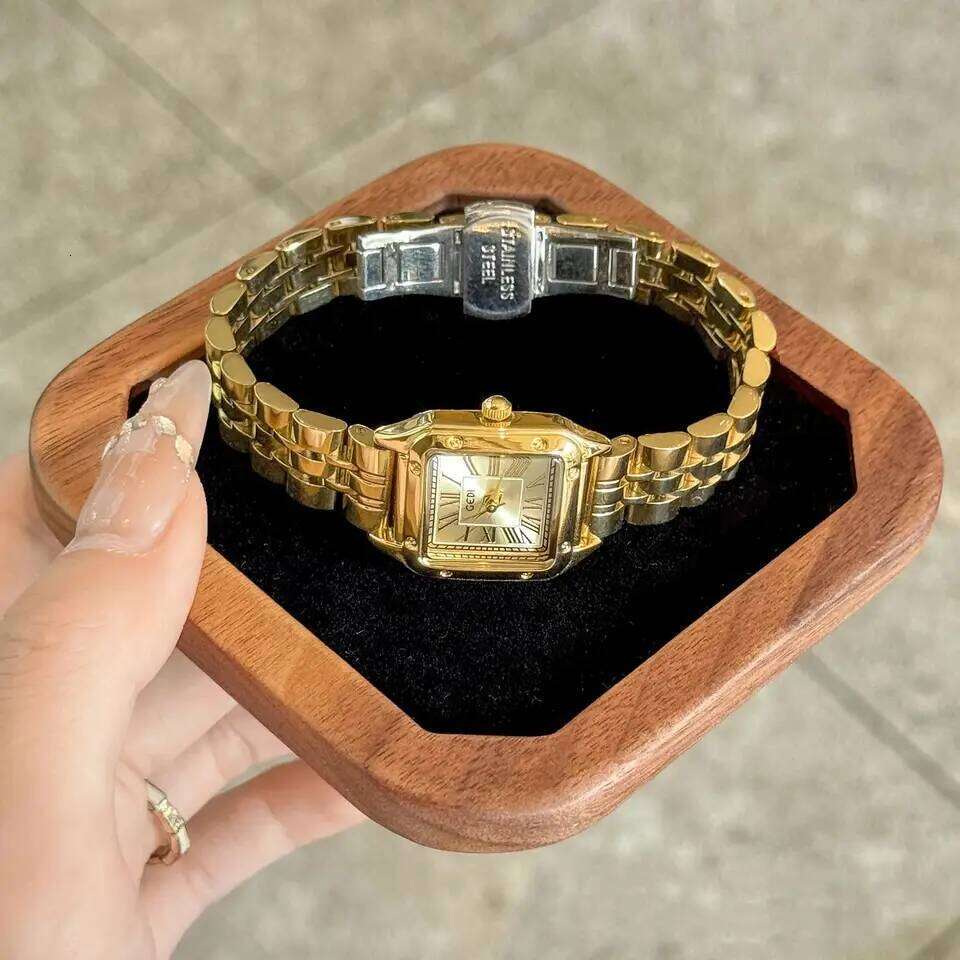 Retro Small Square Dial es Stainless Steel with Roman Numerals Water-Resistant Women's Quartz H260228-image-1095903360