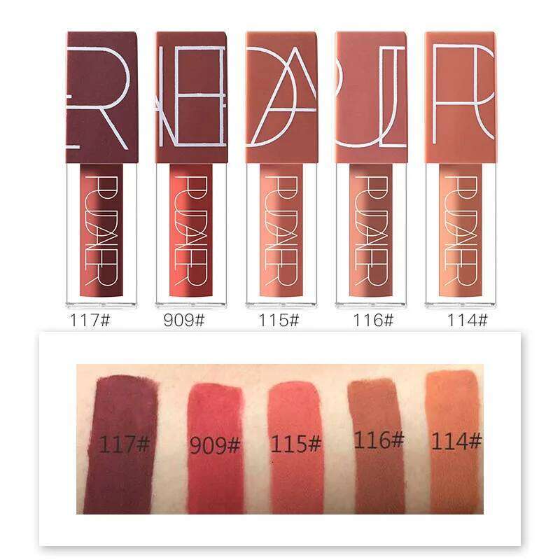 Free Shiping Nude Pumpkin Color Lipstick Gloss Velvet Matte Non-Decolorizing LongLasting Waterproof Lip Stick LipGloss H260302-image-1096014072