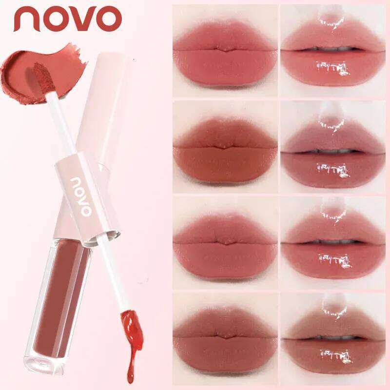 Dual-Ended Glaze-Matte Velvet & Mirror Finish Liquid Lipstick, Hydrating Glossy Lip Glaze,Long-Lasting Color Lock,Waterproof H260302-image-1096012188