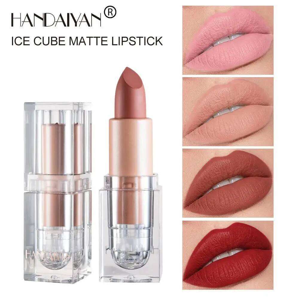 HANDAIYAN Matte Nude Lipstick Velvet Finish Long Lasting Waterproof Korean Beauty Cosmetic Makeup Gift for Women H260302-image-1096009285