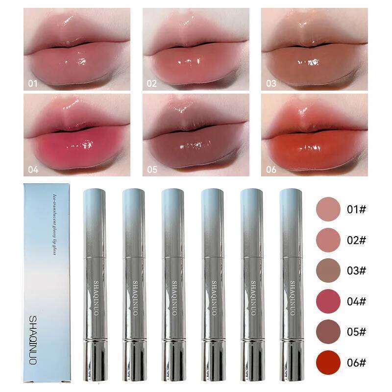 SHAQINUO Icy Glow Lip Gloss - One-Stroke Hydration, Whitening for Olive Skin, Cool Beauty Look, Smooth & Fine Texture H260302-image-1096012689
