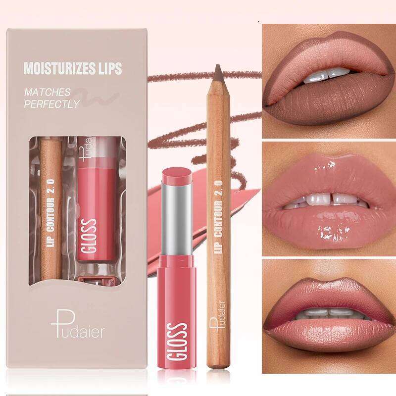 1set, 8 colors lip liner lipstick combo, long-lasting moisturizing, easy to apply, comes with a pencil sharpener, gift for women H260302-image-1096009751