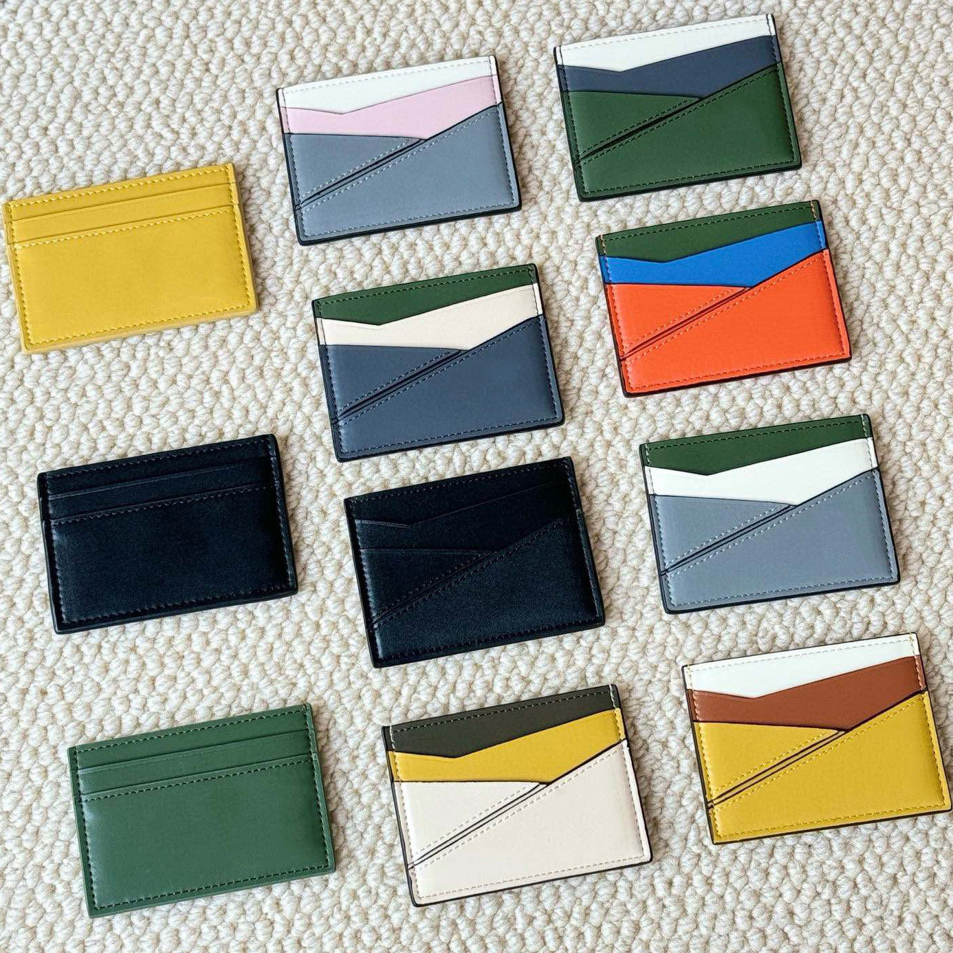 Card Holder Love Designer Credit ID puzzle Card Holder Colored Leather Splicing Wallet Money Bags Geometric Cardholder for Men Women Mini Cards Coin