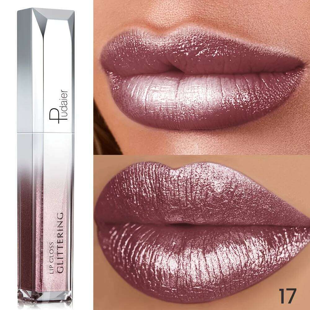 Sparkling Metallic Lip Gloss, Waterproof & Long-Lasting, Matte Lipstick Set, Non-Sticky, Party/Festival Makeup H260302-image-1096008878