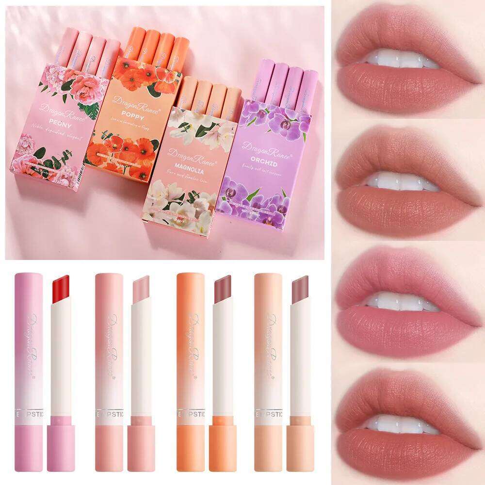 Hot Selling 4 Pack Matte Velvet Creative Cigarette Lipstick Set Not Easy To Fade Long Lasting Red Lip Tint Makeup H260302-image-1096014426