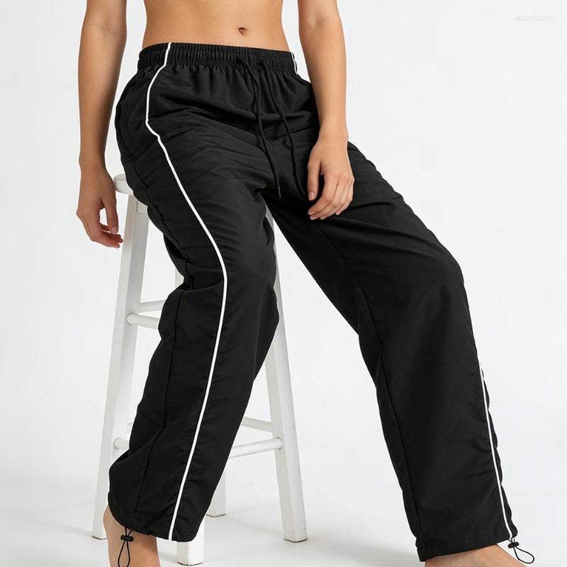 Pantalon pour hommes Noir Baggy Track Bande latérale blanche Ourlet réglable Cordon de serrage Quatre saisons Loisirs de plein air Trekking Gym T