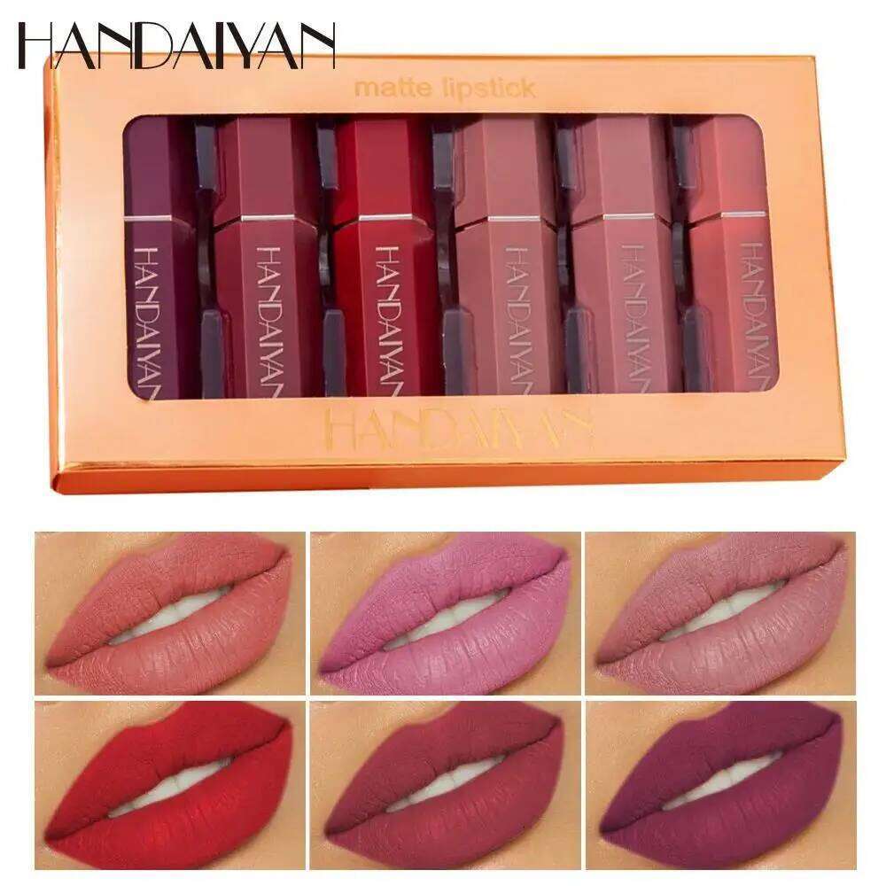 6 Pcs Matte Velvet Nude Lipstick Set Waterproof Long Lasting Red Brown Pigments Makeup For Sexy Lips Professional H260302-image-1096015607