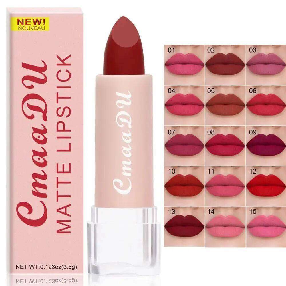 CmaaDu 15 Colour Moisturizing Matte Velvet Easy To Color Waterproof Long Lasting Nude Lipstick Lipgloss Makeup Cosmetic H260302-image-1096011086
