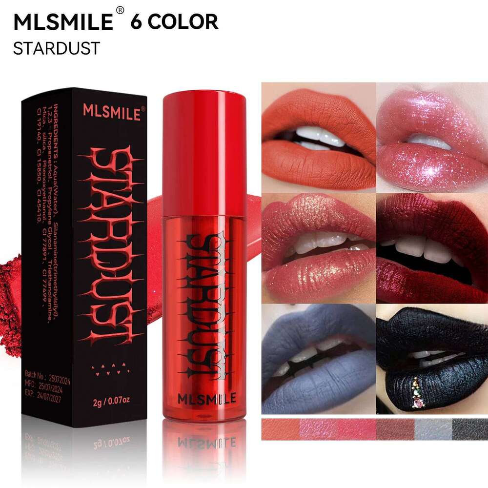 MLSMILE multi-color velvet matte Misted Surface Pearl Fine Glitter Lipstick powder coated with water for easy color lip glaze H260302-image-1096014519