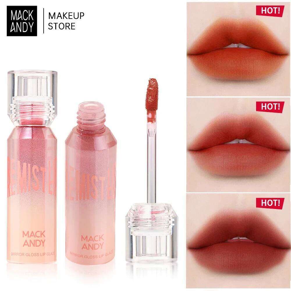 MACKANDY Mirror Gloss Glaze Cute Girl Matte Lipstick Makeup Cosmetics Long-lasting Waterproof Non-fading Sexy Lip Plumper H260302-image-1096012505