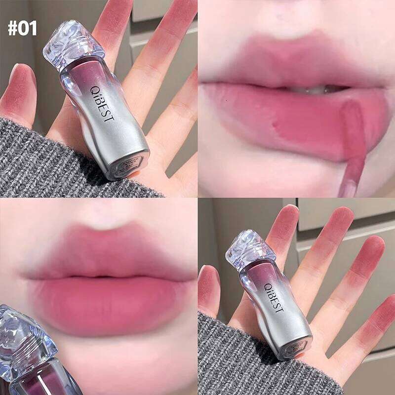 QIBEST Ice Diamond Matte Mud Soft Fog Brown Stain Lipgloss Waterproof Lipstick Easy To Wear Makeup Lip Tint Korean Cosmetics H260302-image-1096015411