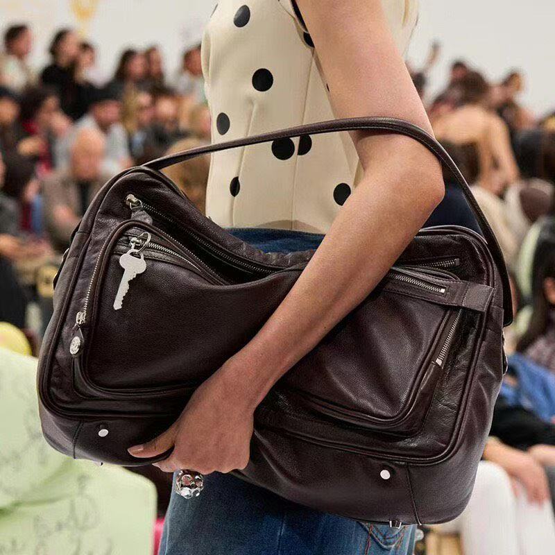 Camero Sac bandoulière en cuir véritable 100% haut de gamme multi-compartiments ziplock pour voyage homme femme pochette sous le bras moto