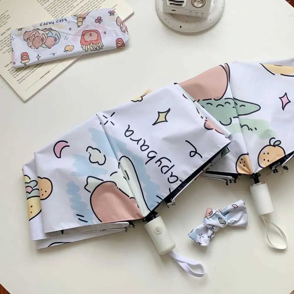 Dual-use Automatic Capybara Umbrella Foldable 8 Ribs Rain Umbrella UV Protection Sunshade Umbrella Household Umbrella S2632-image-1095971281