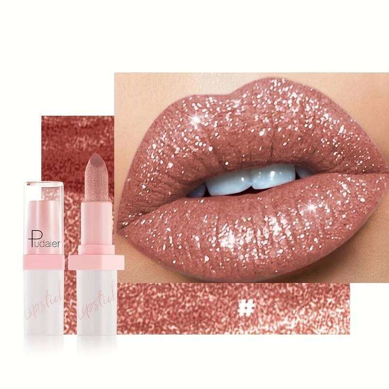 1 pc adult high color pearl metal lipstick texture, durable silky lipstick, multi-color options - Valentine gift H260302-image-1096015223