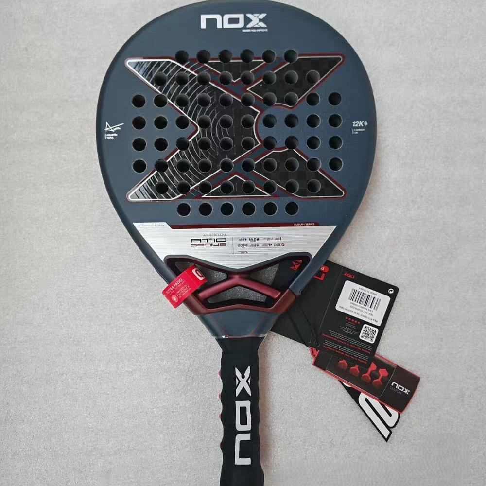 NOX AT10 Genius padel racket 12K/18K Carbon fiber panel MLD black rubber core Carbon fiber frame ball control precise delivery case for easy carr-image-1095924765