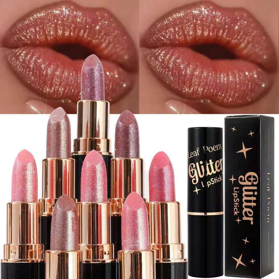 Metallic Glitter Lipstick Dazzling Moisturizing Velvety Sexy Red Gloss Waterproof Matte Diamond Pearlescent Lip Tint Balm H260302-image-1096014614