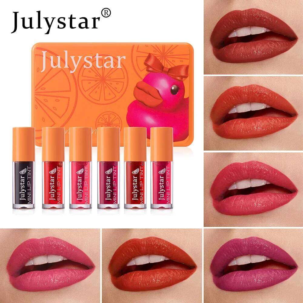 New 6 Color/Sets Velvet Liquid Lipstick Tint Glaze,Plumps/Nourishes Lips,Non-Sticky Nourishing Lipsticks Lip Gloss Skin Care H260302-image-1096014197