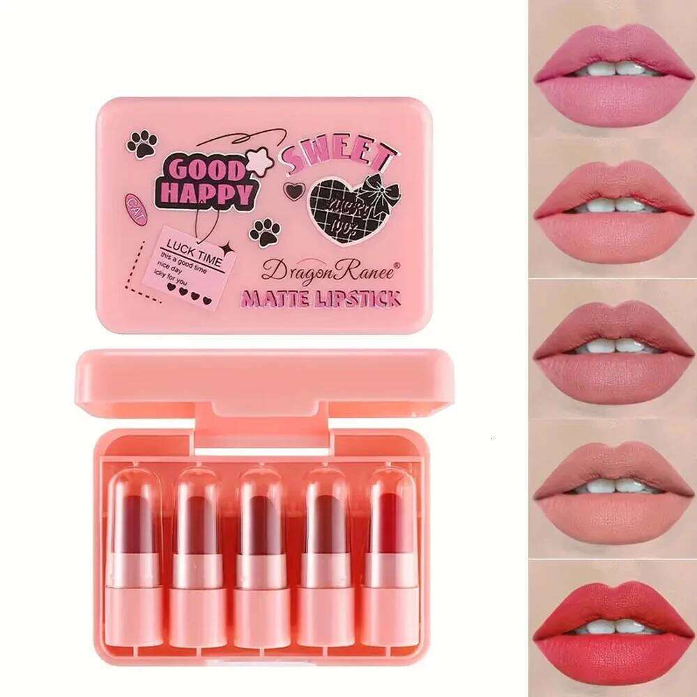 Five Set, Long-Lasting Makeup Effect, Whitening Complexion, Autumn and Winter Velvet Matte Non-Fading Non-Stick Lipstick Set H260302-image-1096010377