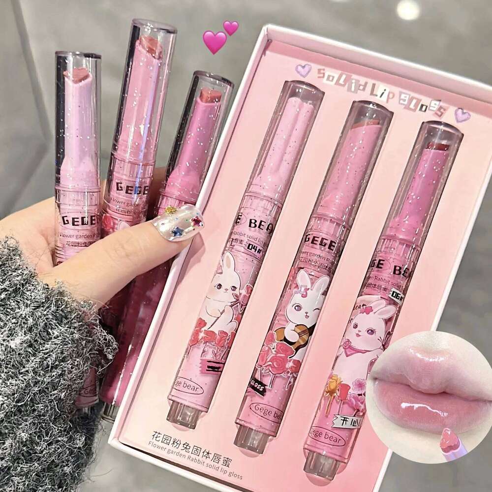 Gegebear Garden Pink Lip Glaze Moisturizing Lipstick Sweet and Cute Lasting Soft Lipgloss Christmas gift H260302-image-1096009571