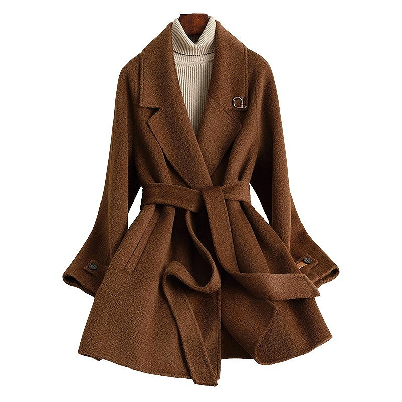 D6657 automne et hiver nouveau manteau en laine de petite taille moyen et long haut de gamme léger style de luxe pour les femmes