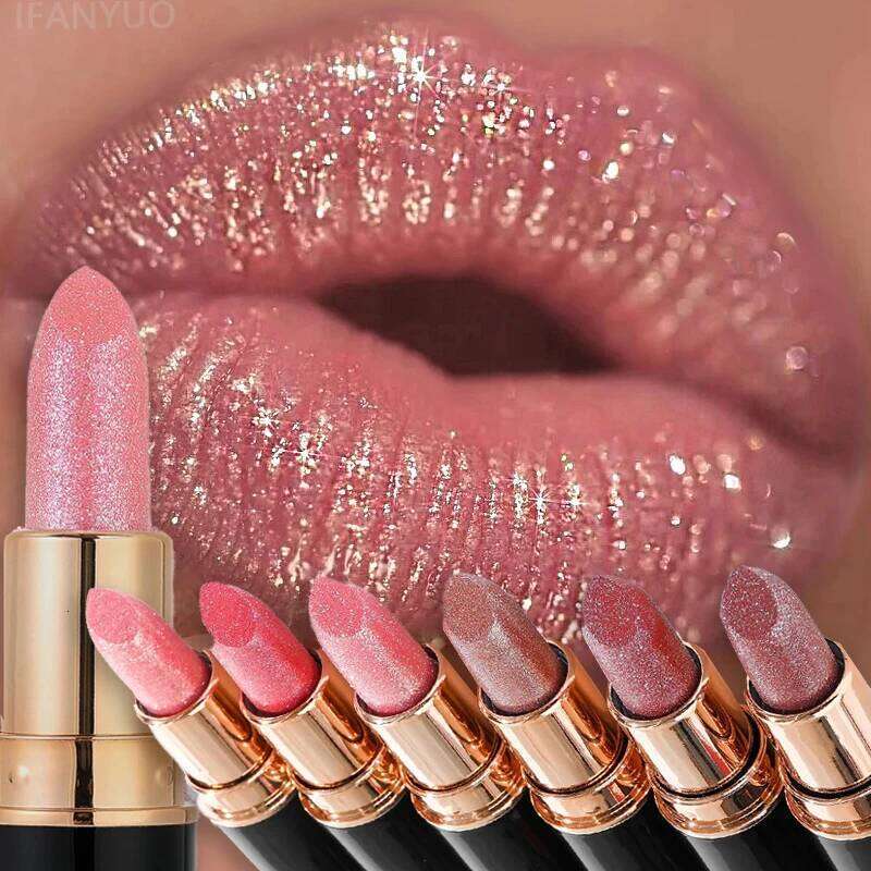 Metallic Glitter Lipstick Diamond Dazzling Waterproof Sexy Gloss Moisturizing Matte Velvet Pearlescent Lip Tint Balm Makeup H260302-image-1096014778
