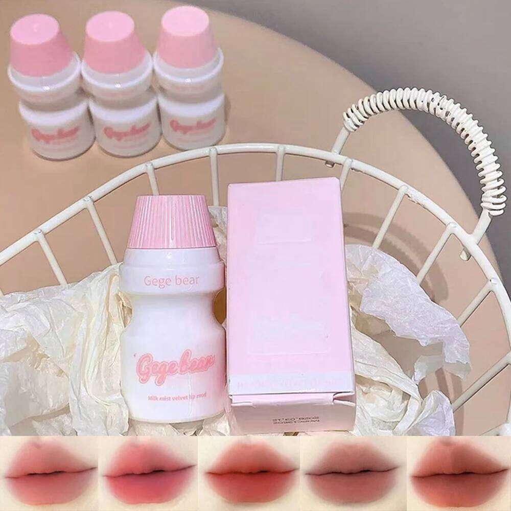 Gege Bear Velvet Mud Lip Gloss, Cute Bottle Design, Long-Lasting Matte Color for Vibrant, White-Enhancing Appearance H260302-image-1096012925