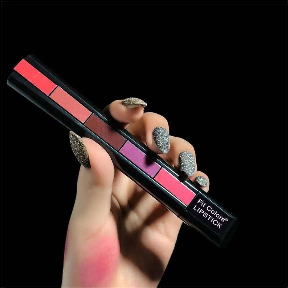 5 In 1 Strip Matte Velvet High Color Rendering Pen Long Lasting Waterproof Cosmetics Makeup Lipstick Set Gifts H260302-image-1096015281