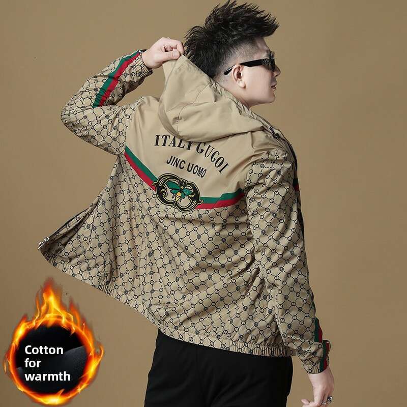 fucci jacket European Style Light Luxury Jacquard Hooded Men's Fashion Jacket Stylish And Unique Lightweight Casual gg Coat 90e