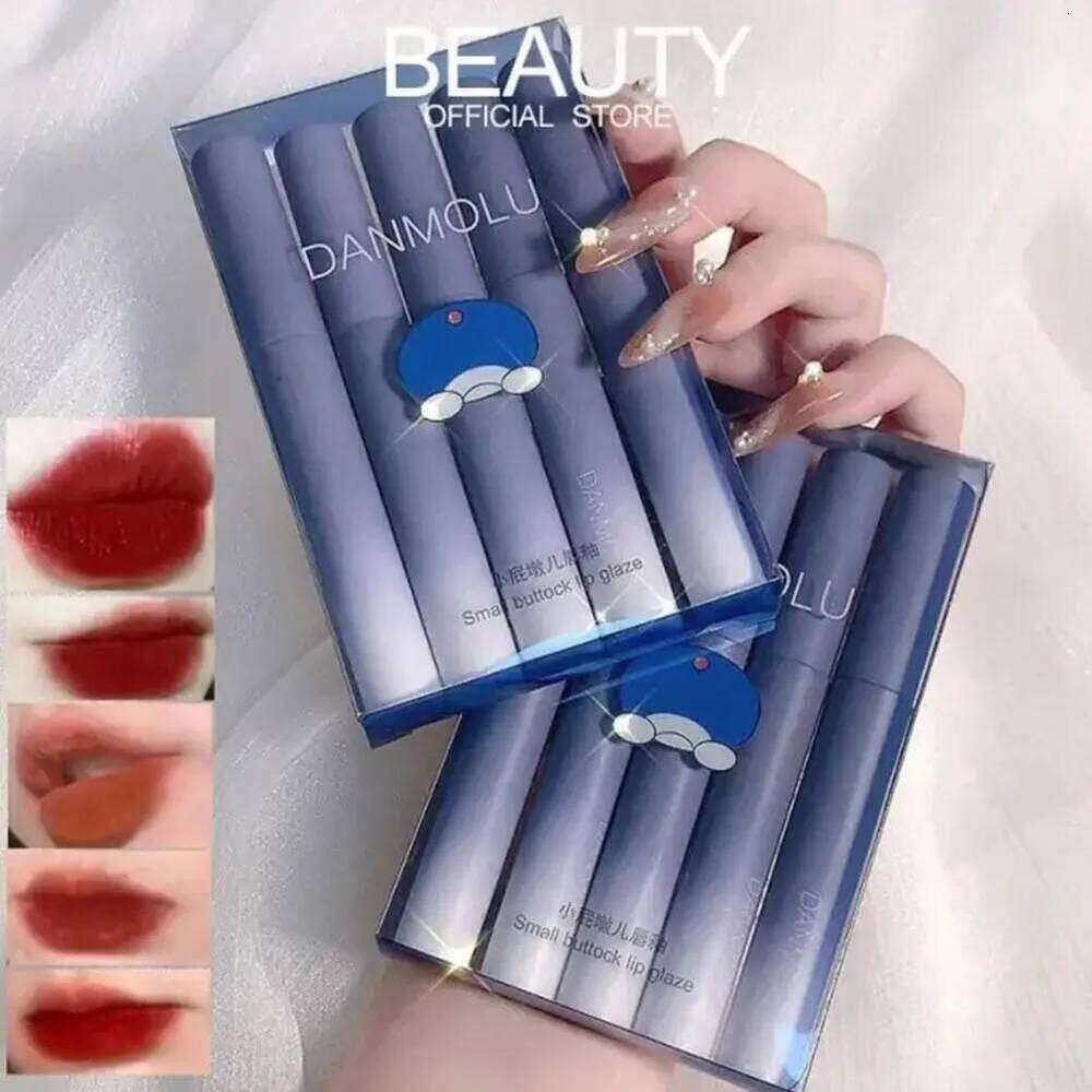5 Colors/kits Matte Lipstick Set Long Lasting Waterproof Non-Stick Cup Glaze Not Easy To Fade Cute Lip Tint Cosmetic Makeup H260302-image-1096013643