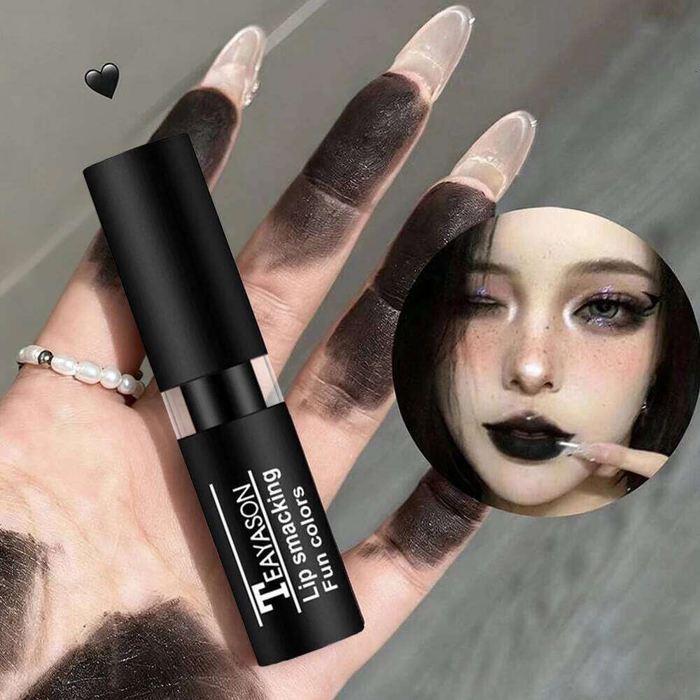 Punk Matte Black Lipstick Waterproof Long Lasting Party Glaze Personality Velvet Nude Tint Halloween Lip Cosmetics H260302-image-1096015363