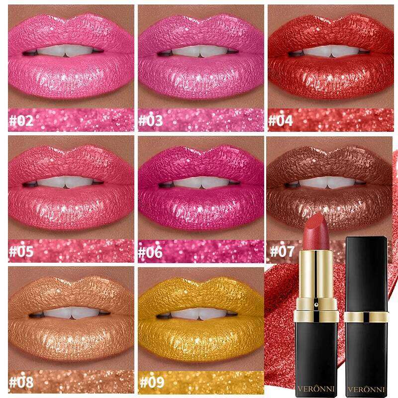High Pigmented Shiny Lipstick,Stain Resistant,Long-Lasting,Glossy Waterproof Lipstick Shimmering Makeup Valentine'S Day Gift H260302-image-1096008820