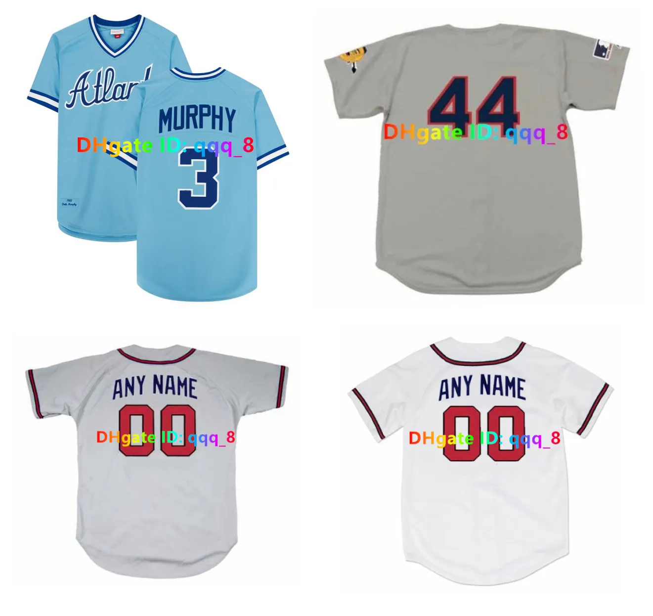 Dale Murphy Deion Sanders Braves Throwback Baseball Jerseys Hank Aaron Ronald Acuna Jr. Chipper Jones Phil Niekro Andruw Jones ANDY CHANNEL MESSE