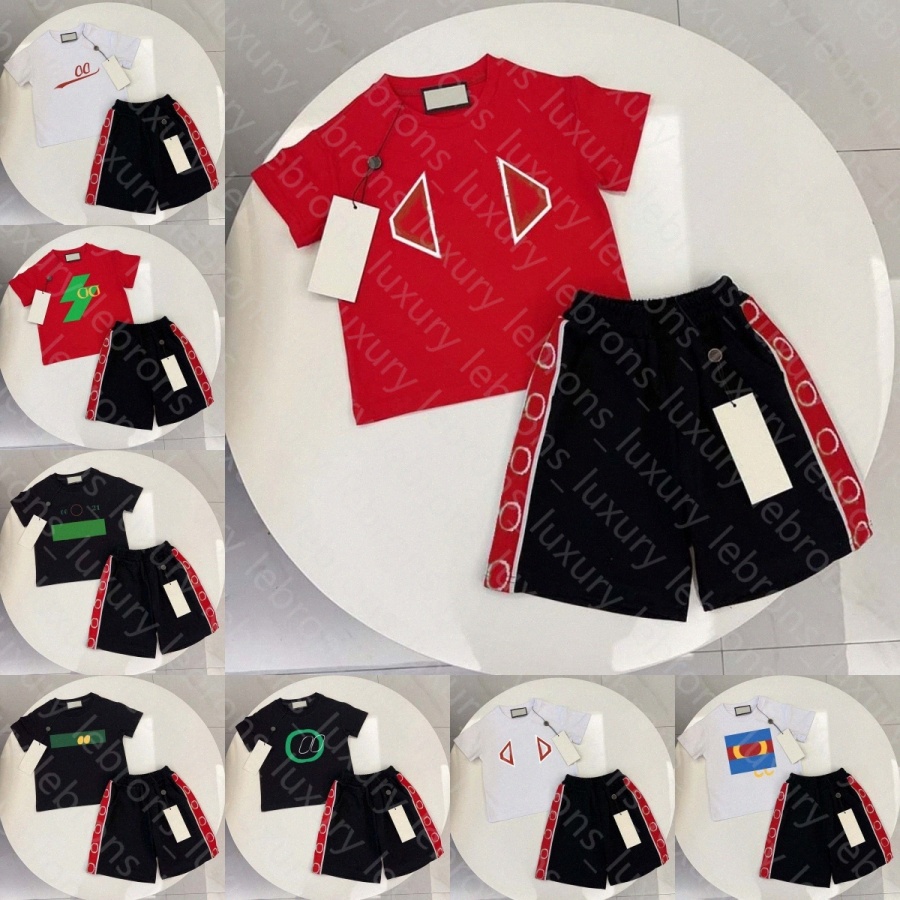 Kids Clothing Sets Designer Toddlers Baby Chothes Boys Girls Letter Print Short Sleeve T-shirts Shorts Tops Children Youth Tees Summer Brand Blac-image-1095979641