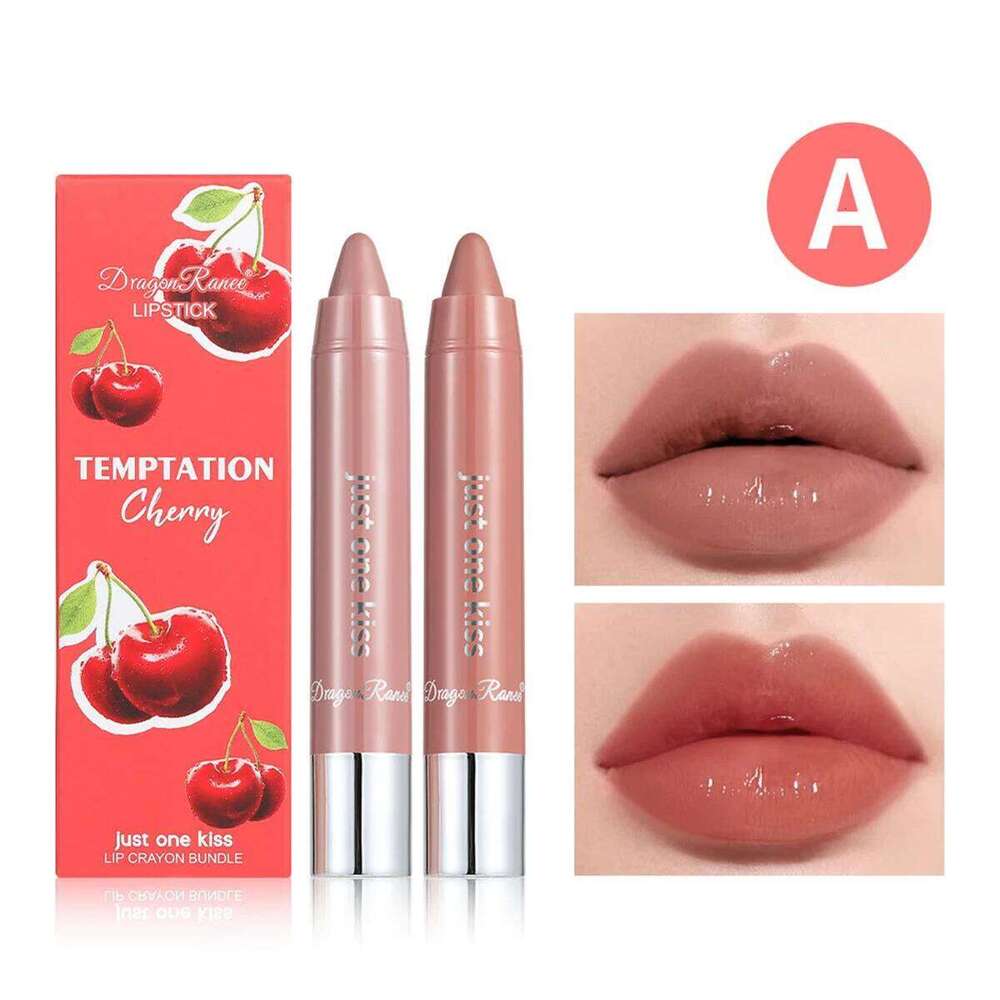 Dragon Ranee 2pcs/set Crayon Lipstick Pencil Long Lasting Moisturising Liner Solid Fruit Lip Nectar H260302-image-1096014860