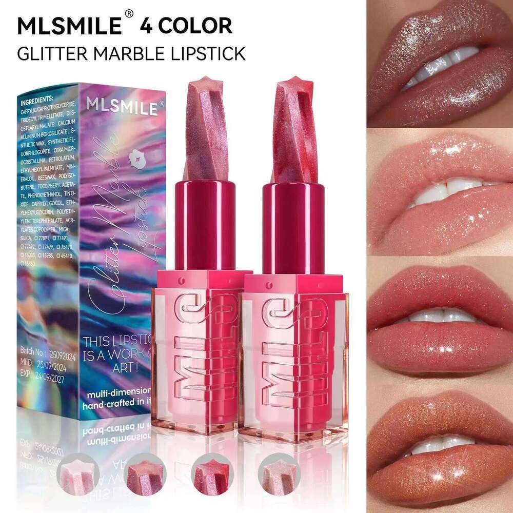 Spiral Star Lipstick Moisturizing Waterproof Matte Glitter Marble Non Stick Long Lasting Lip Gloss Pearlescent Shine H260302-image-1096013526