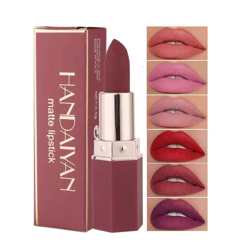 Moisturizing Matte Lipstick 6 Shades Long Lasting Non Transfer Nude Lip Gloss HANDAIYAN Cosmetics For Ladies H260302-image-1096008975