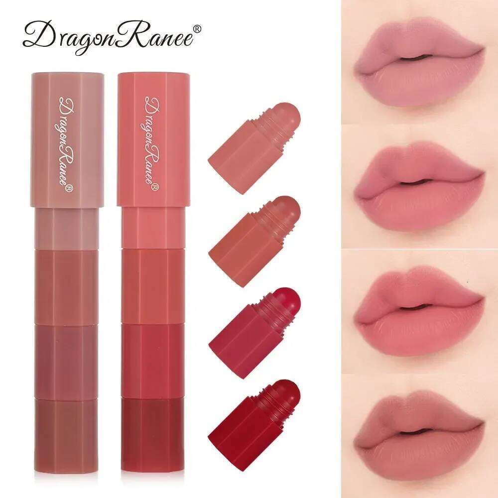 Dragon Ranee Mini Lipstick Set 4 Colors In 1 Matte Velvet Lipsticks Crayon Pen Kit Lipliner Waterproof Long Lasting Lip Makeup H260302-image-1096013261